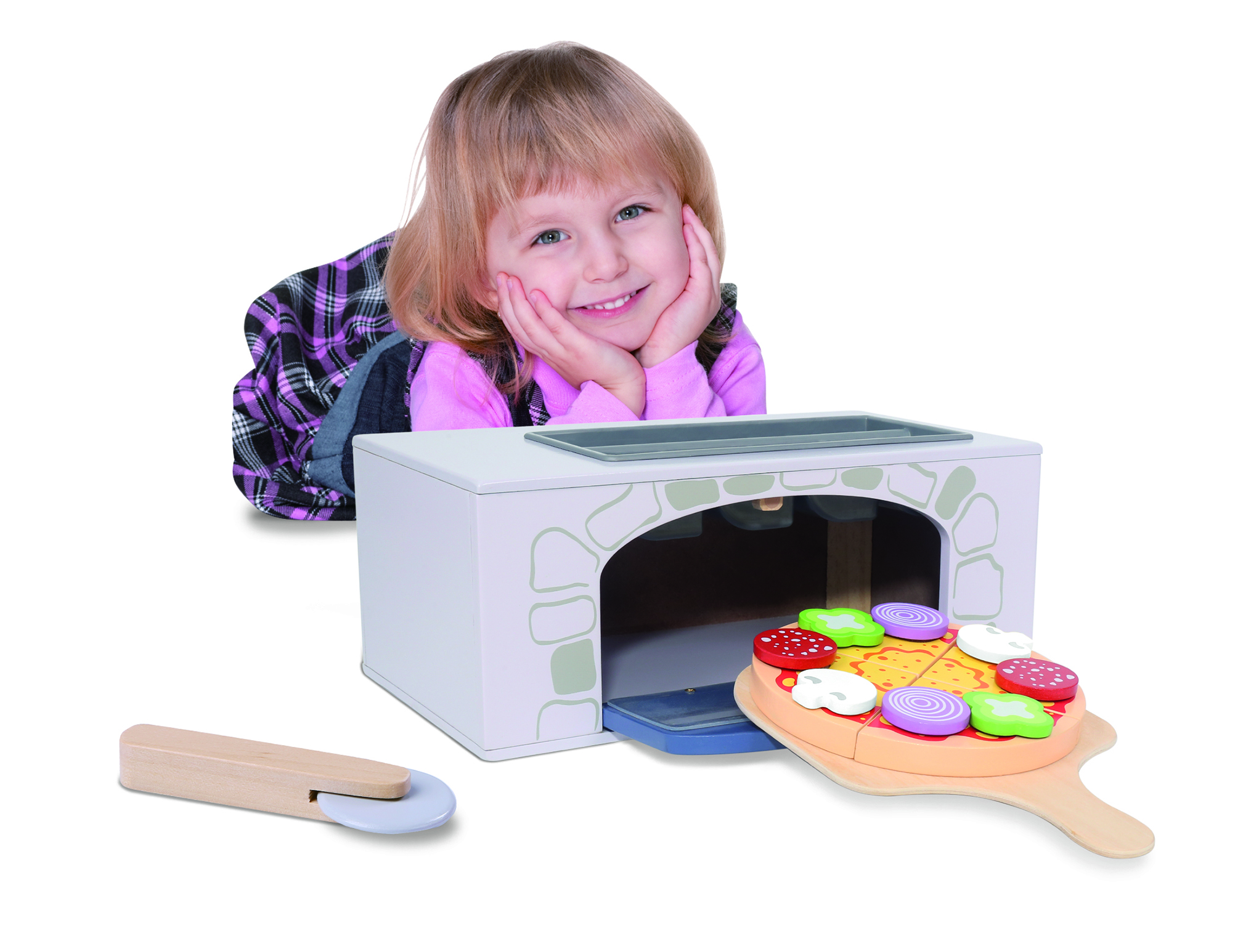 Jucarie intercativa pentru copii “Cuptor Pizza” cu accesorii, Material Lemn, Varsta+3 ani, Smartic®, multicolor [8]