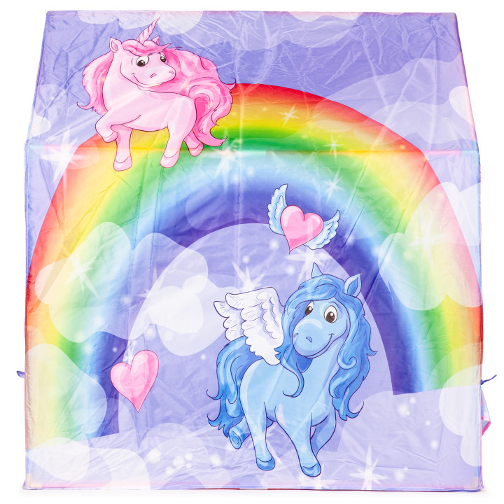 Cort pentru copii, Imprimeu Rainbow, cadru stabil, varsta +3 ani, 72x102x95 cm, Smartic®, multicolor [7]
