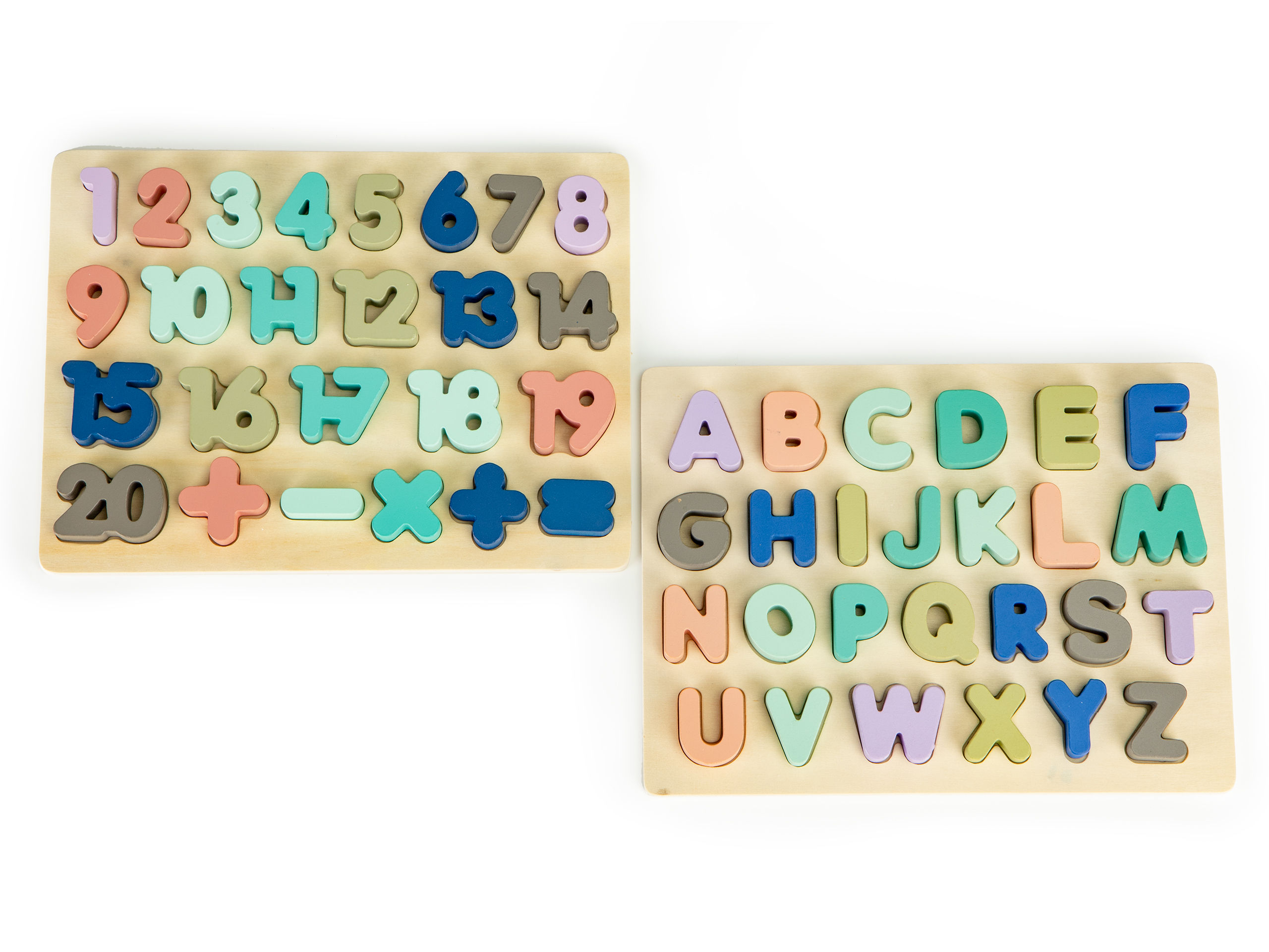 Set educativ si interactiv pentru copii, Puzzle Litere si Numere, 51 elemente, Material Lemn, Varsta +3 ani, Smartic, multicolor [4]